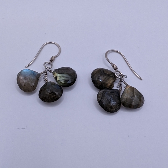 Sterling Silver Labradorite Teardrop Earrings - Picture 3 of 4